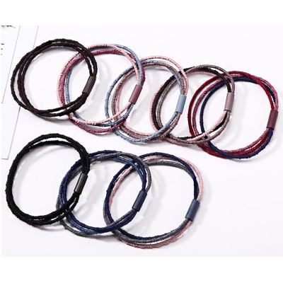 Three Layers Patchwork Women Rubber Bands Girls Ponytail Holder Hair Tie
